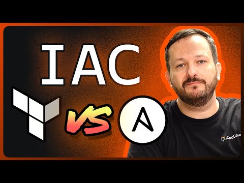 来自 YouTube LearnLinuxTV 频道的 Jay LaCroix，旁边是Ansible 和Terraform 徽标，位于 IAC 文字下方。