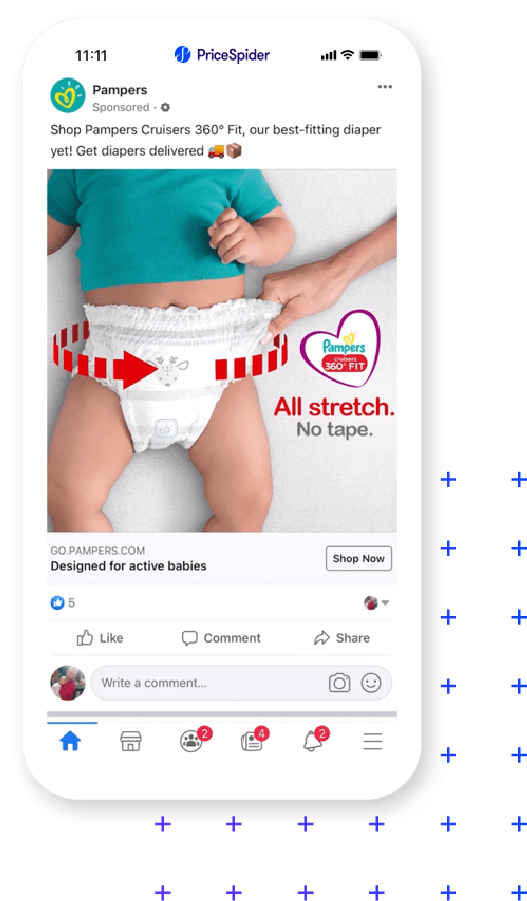 Phone shoiwng Pampers Facebook campaign